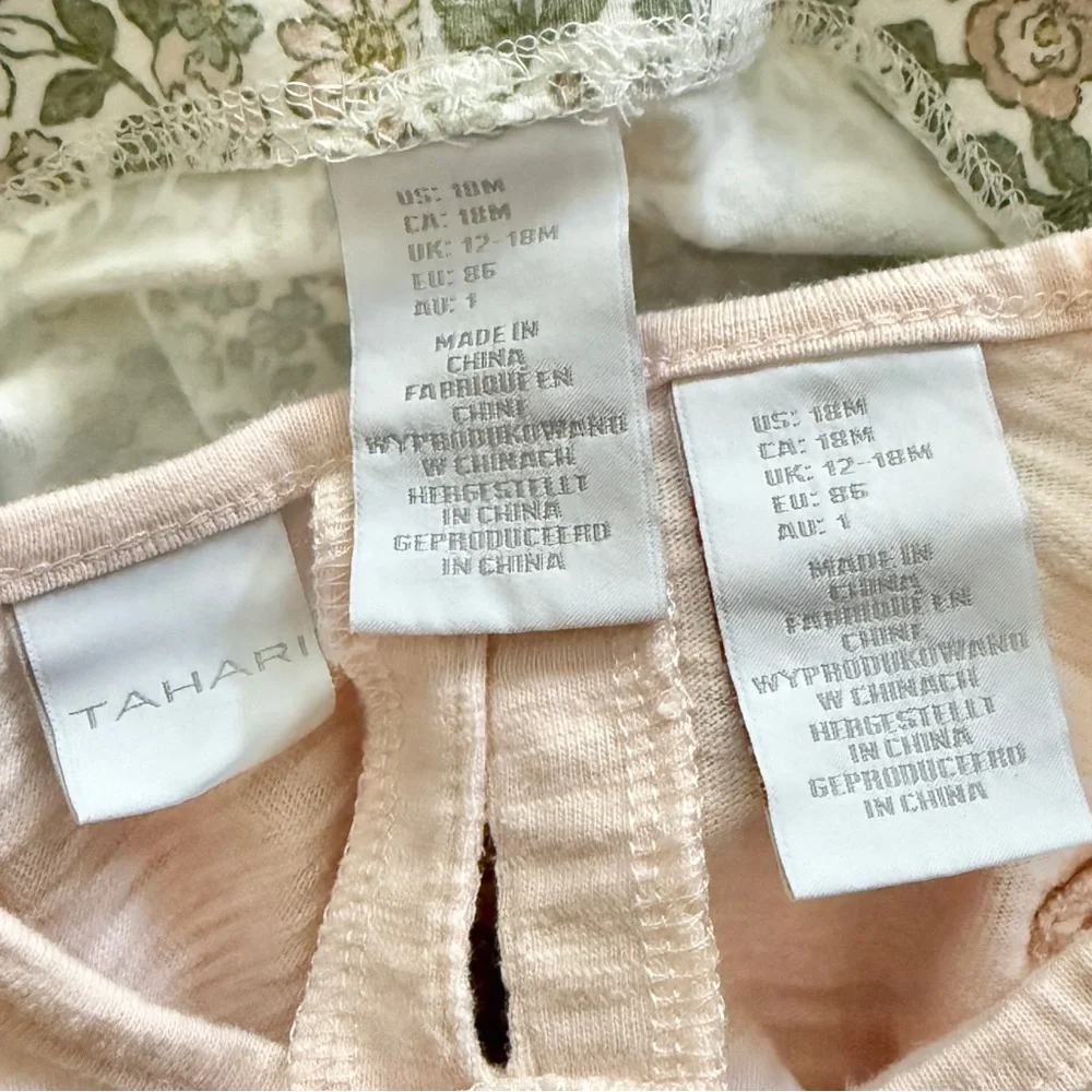 Tahari Kids Flutter Sleeve Top and Floral Leggings Set Pink Green Size 18 Months